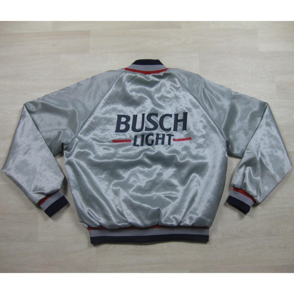 Vintage 90s Busch‎ Light Beer Satin Bomber Jacket (L) Official Merch Anheuser